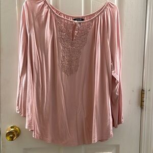 Chaps Pink Embellished Relaxed Blouse